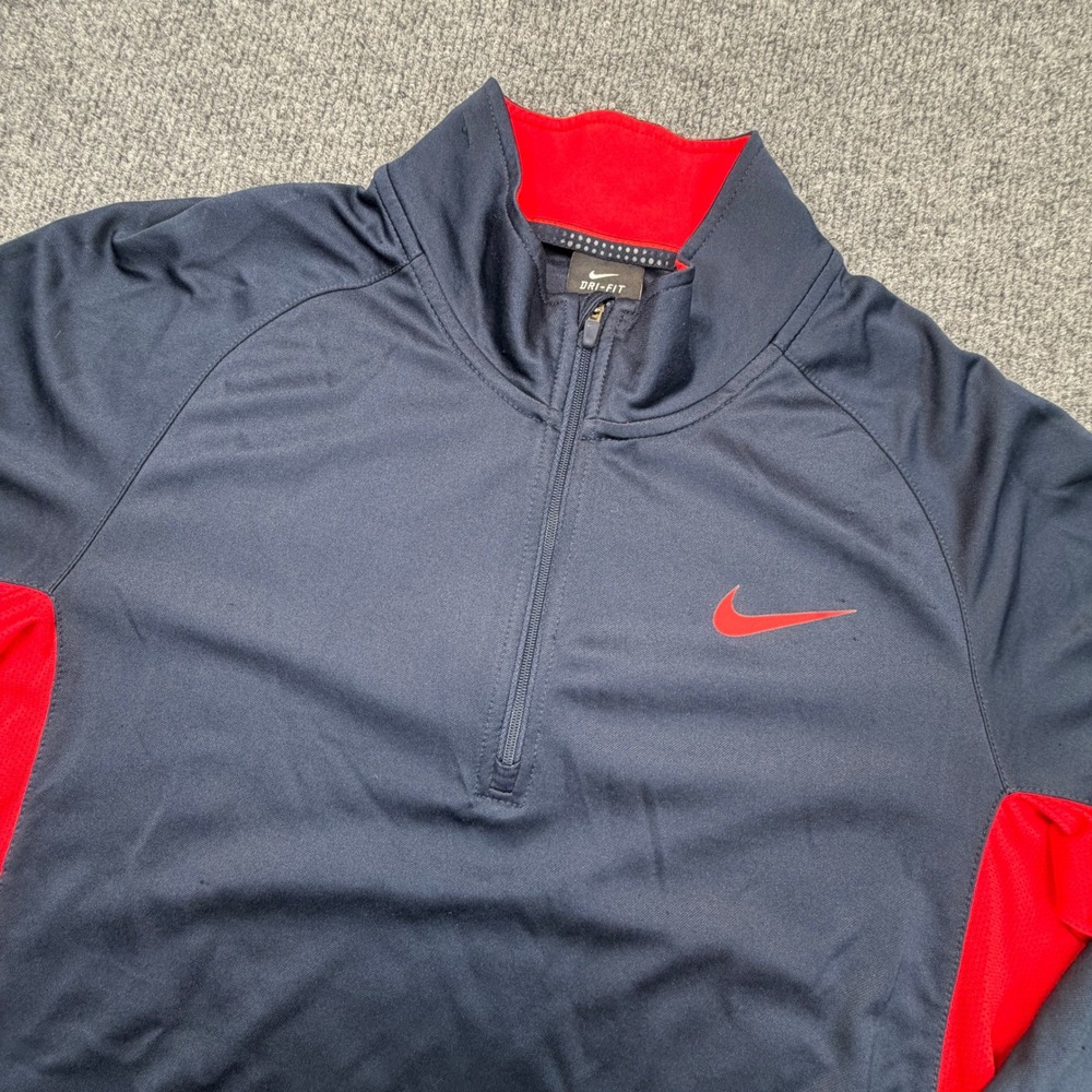 Nike Elite 1/4 Zip Pullover Mens Medium Navy Blue Dri-FIT Training Running READ - Picture 1 of 13